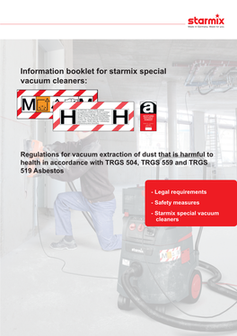Information Booklet for Starmix Special Vacuum Cleaners