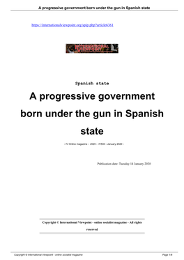 A Progressive Government Born Under the Gun in Spanish State