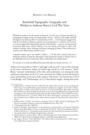 Geography and Warfare in Ambrose Bierce's Civil War Texts