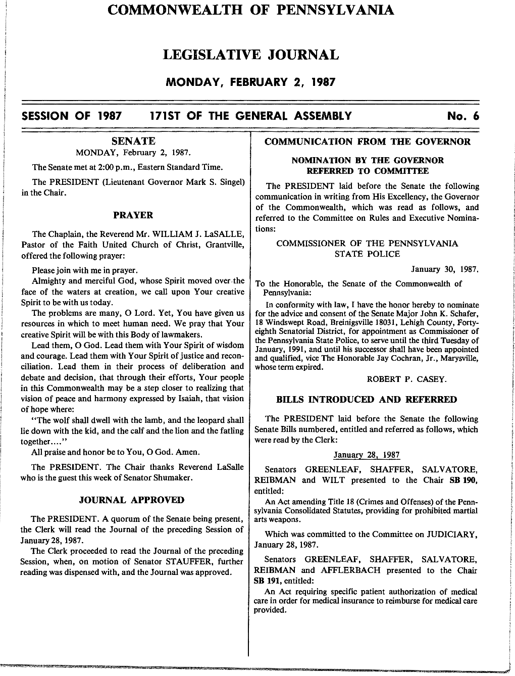 Commonwealth of Pennsylvania Legislative