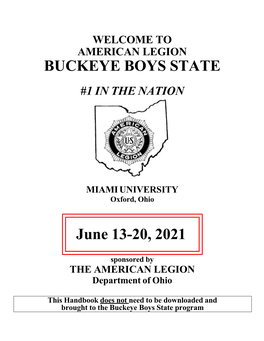BUCKEYE BOYS STATE June 13-20, 2021