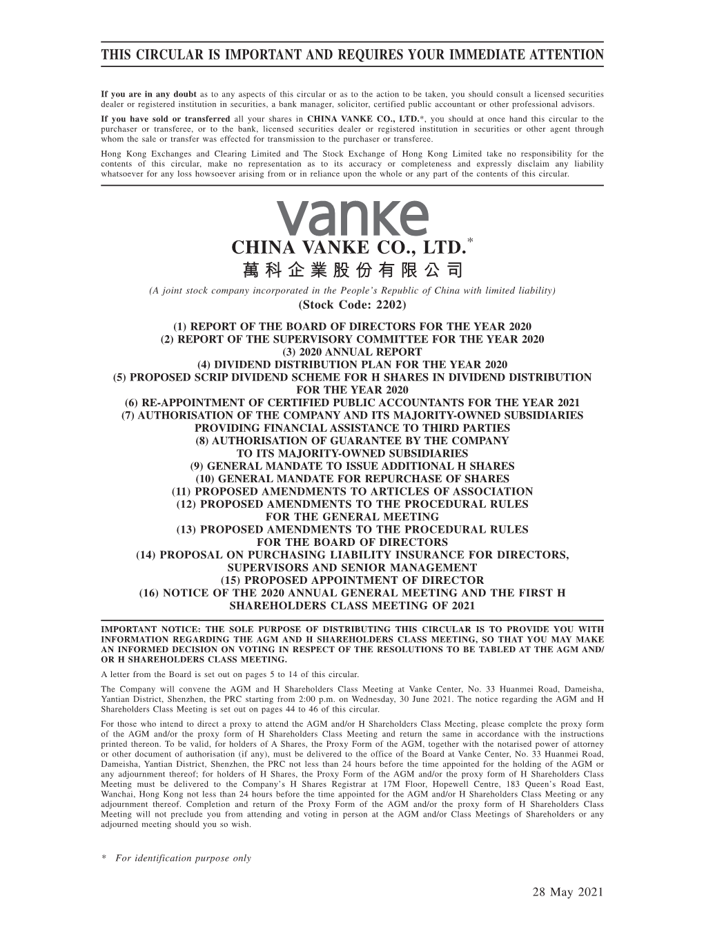 China Vanke Co., Ltd.*