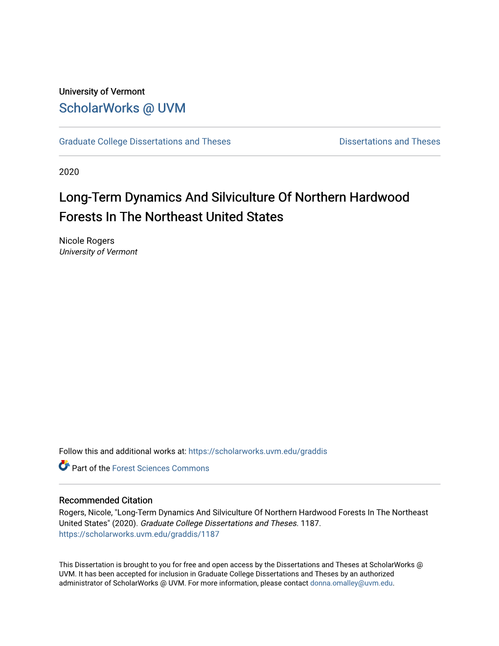 Long-Term Dynamics and Silviculture of Northern Hardwood Forests in the Northeast United States