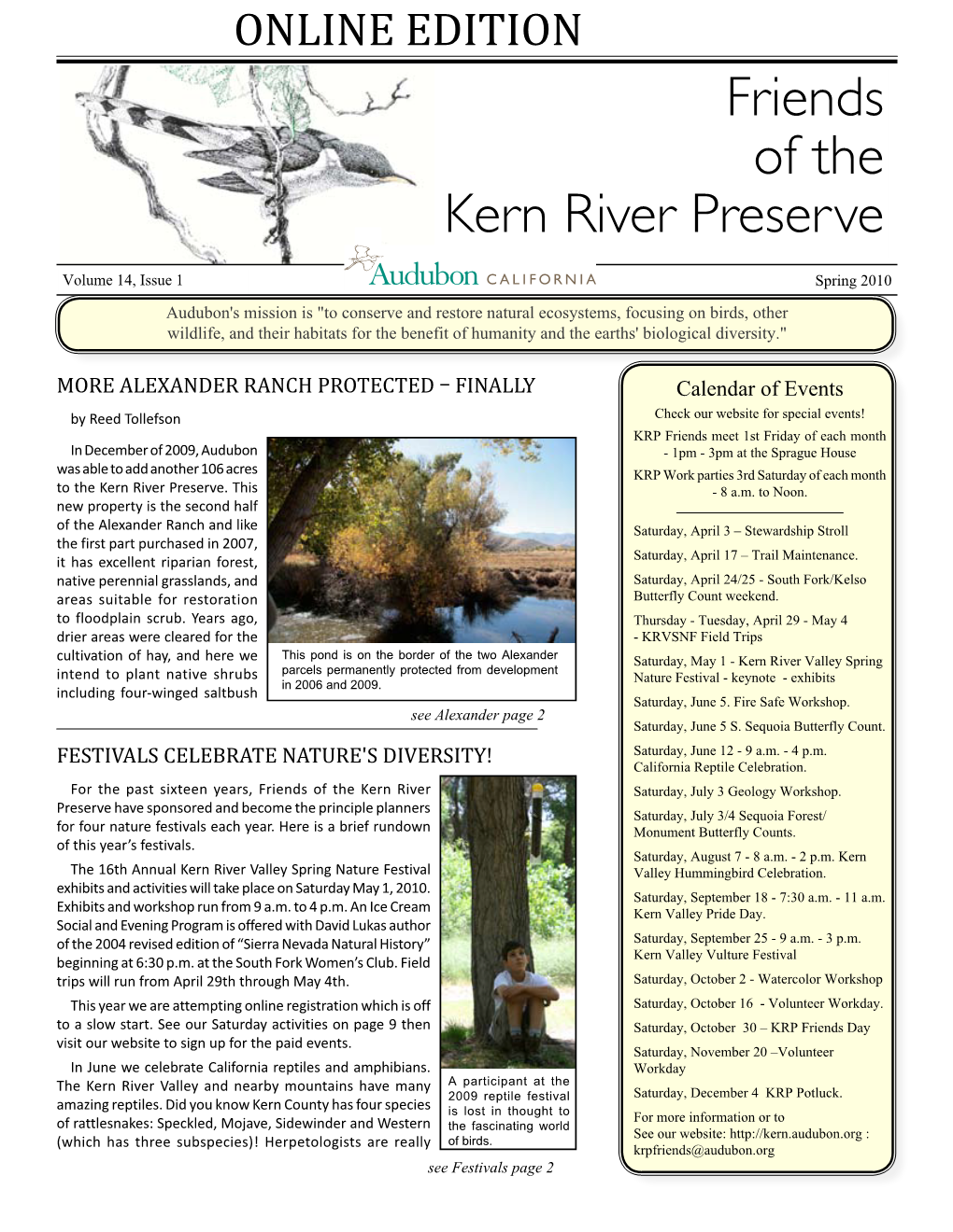 Friends of the Kern River Preserve Spring 2010