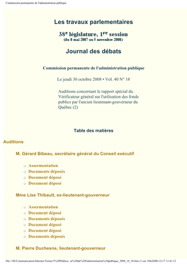 2008-10-30 Commission Permanente De L'administration Publique