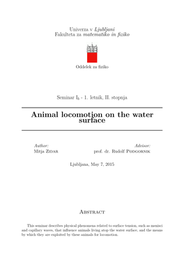 Animal Locomotion on the Water Surface
