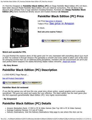 Buy Painkiller Black Edition (PC) Reviews,Painkiller Black Edition (PC) Best Buy Amazon