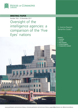 Oversight of the Intelligence Agencies: a Comparison of the 'Five Eyes' Nations