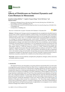 Effects of Detritivores on Nutrient Dynamics and Corn Biomass In