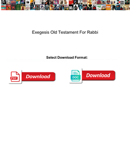 Exegesis Old Testament for Rabbi