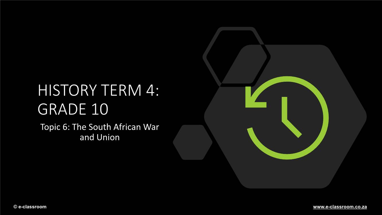 HISTORY TERM 4: GRADE 10 Topic 6: the South African War and Union
