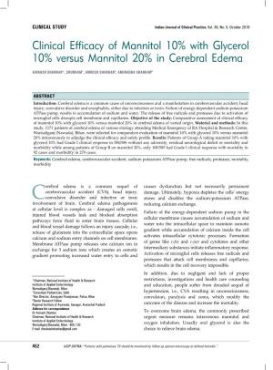 Clinical Efficacy of Mannitol 10% with Glycerol 10% Versus Mannitol 20% in Cerebral Edema