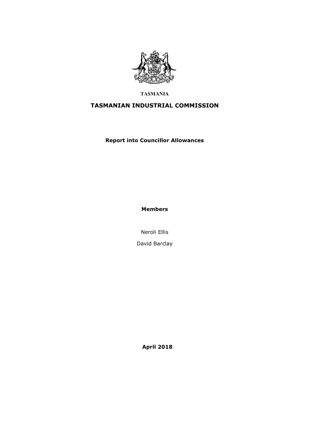 Tasmanian Industrial Commission Report Into Councillor Allowances