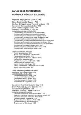 CARACOLES TERRESTRES Phyllum Mollusca Cuvier 1795