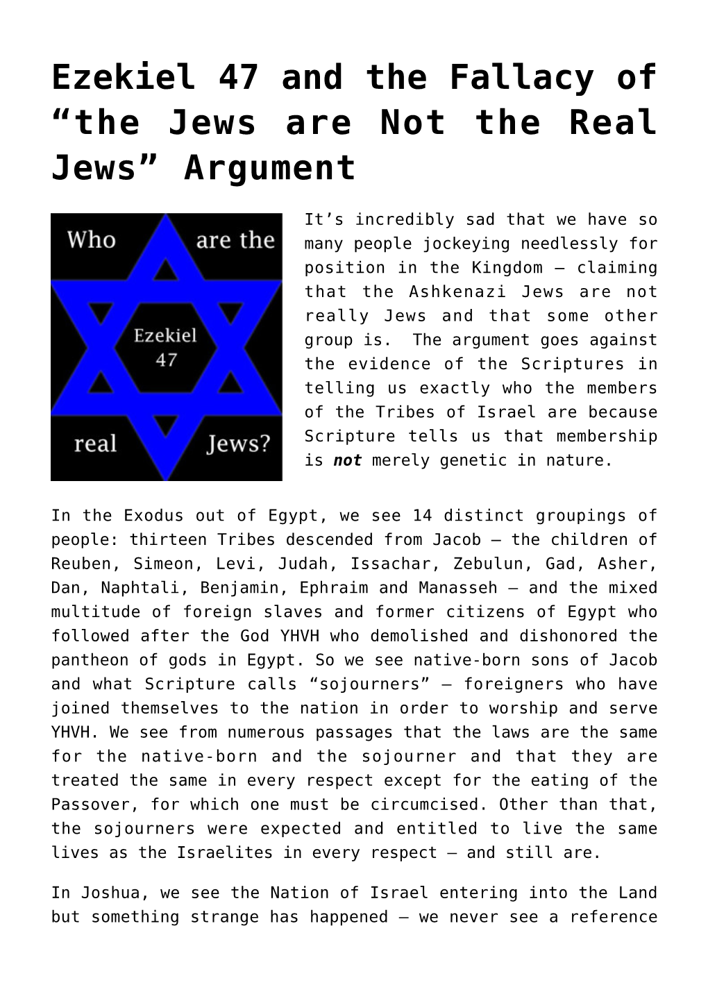 Ezekiel 47 and the Fallacy of &#8220;The Jews Are Not the Real Jews&#8221; Argument