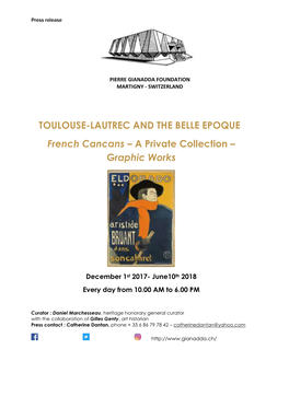 TOULOUSE-LAUTREC and the BELLE EPOQUE French Cancans – a Private Collection – Graphic Works