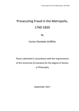 Prosecuting Fraud in the Metropolis, 1760-1820