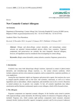 New Cosmetic Contact Allergens