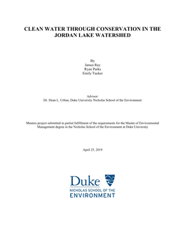 Clean Water Through Conservation in the Jordan Lake Watershed