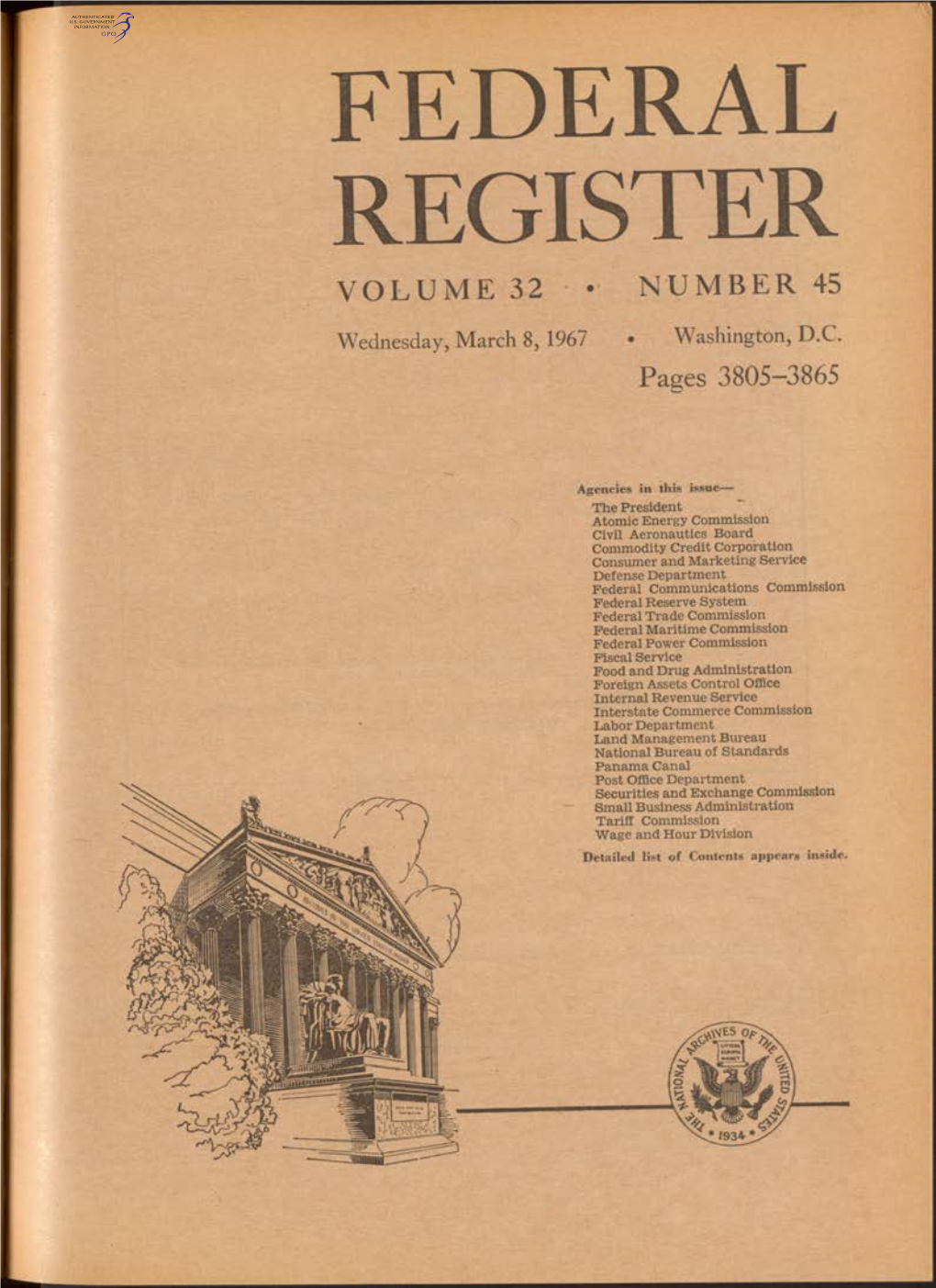 FEDERAL REGISTER VOLUME 32 R NUMBER 45