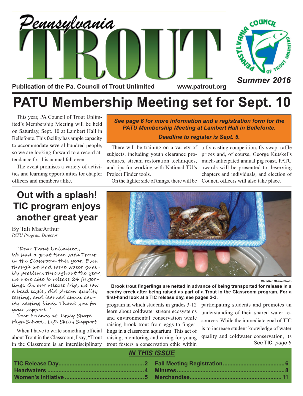 PATU Membership Meeting Set for Sept. 10