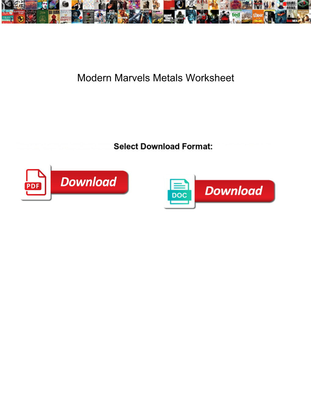 Modern Marvels Metals Worksheet