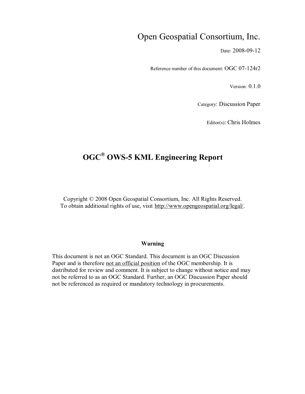 OWS-5 KML Engineering Report