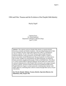 Trauma and the Evolution of the Punjabi Sikh Identity