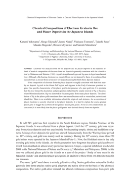 Chemical Compositions of Electrum Grains in Ore and Placer Deposits in the Japanese Islands 1