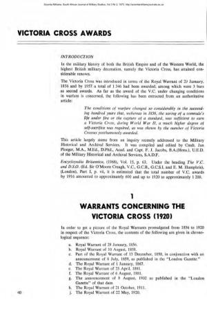 Victoria Cross Awards Warrants Concerning The