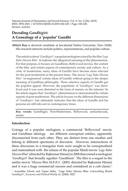 Decoding Gandhigiri: a Genealogy of a ‘Popular’ Gandhi