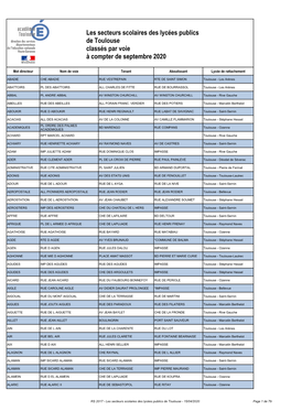 Les Secteurs Scolaires Des Lycées Publics De Toulouse Classés Par Voie À Compter De Septembre 2020