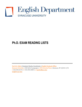 Ph.D. EXAM READING LISTS