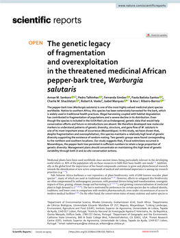 The Genetic Legacy of Fragmentation and Overexploitation in the Threatened Medicinal African Pepper-Bark Tree, Warburgia Salutar
