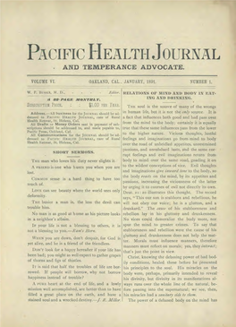 Pacific Health Jourxal - and Temperance Advocate