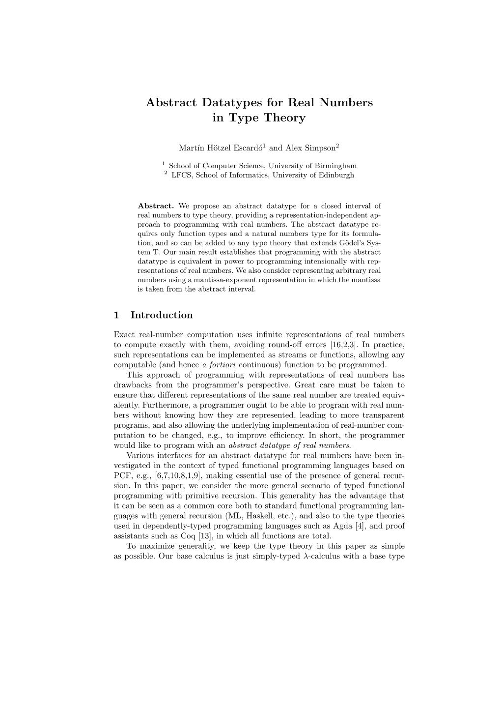 Abstract Datatypes for Real Numbers in Type Theory
