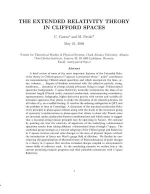 The Extended Relativity Theory in Clifford Spaces