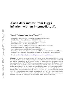 Axion Dark Matter from Higgs Inflation with an Intermediate H∗