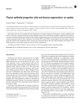 Thymic Epithelial Progenitor Cells and Thymus Regeneration: an Update