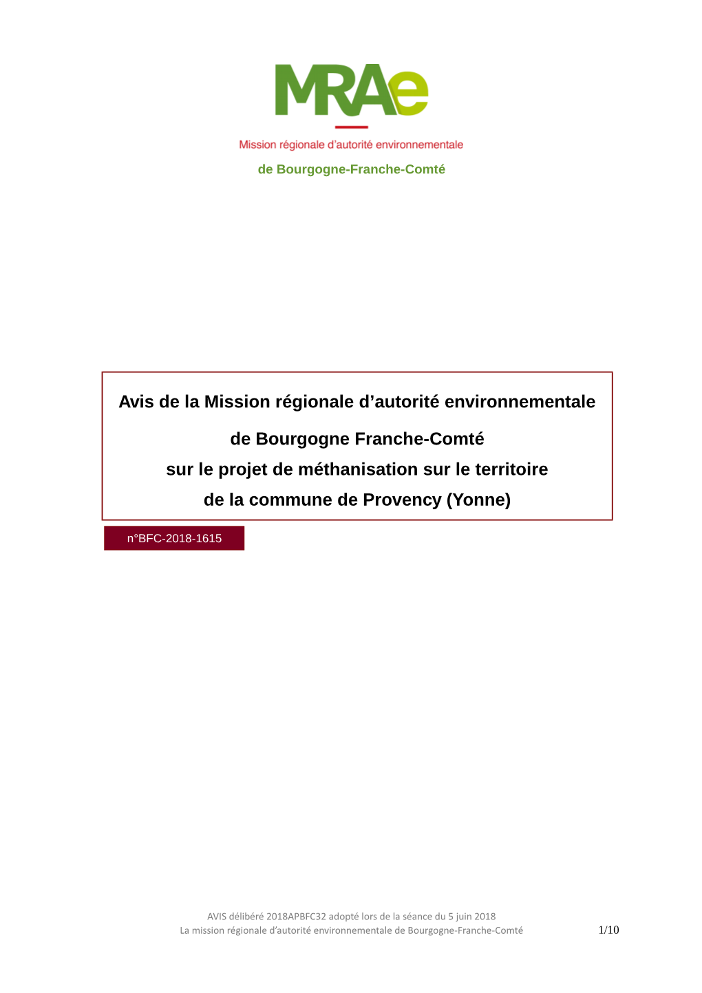 Avis De La Mission Régionale D'autorité Environnementale De Bourgogne