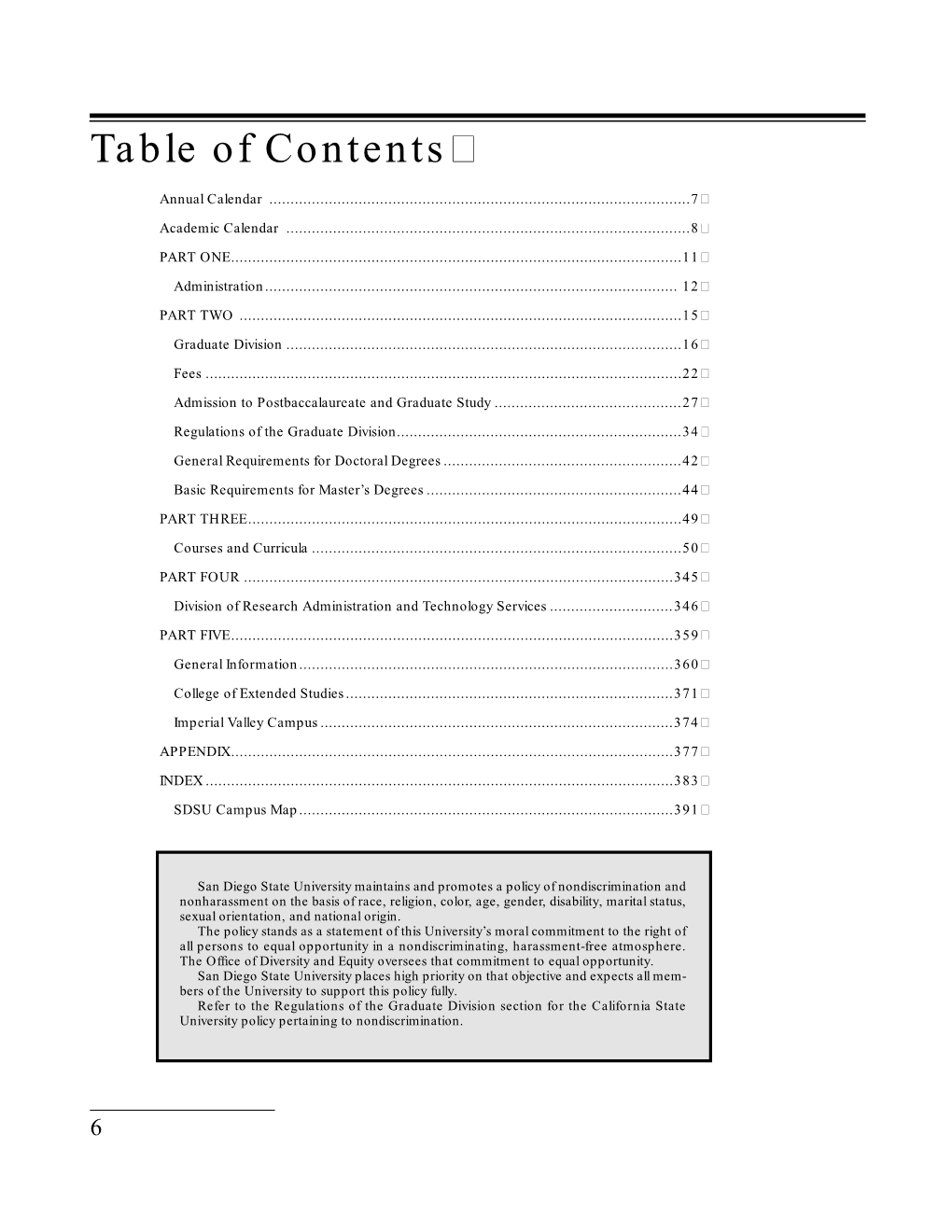 Table of Contents