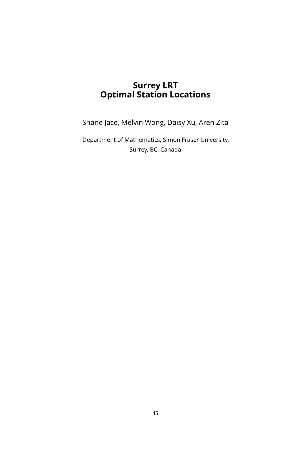 Surrey LRT Optimal Station Locations