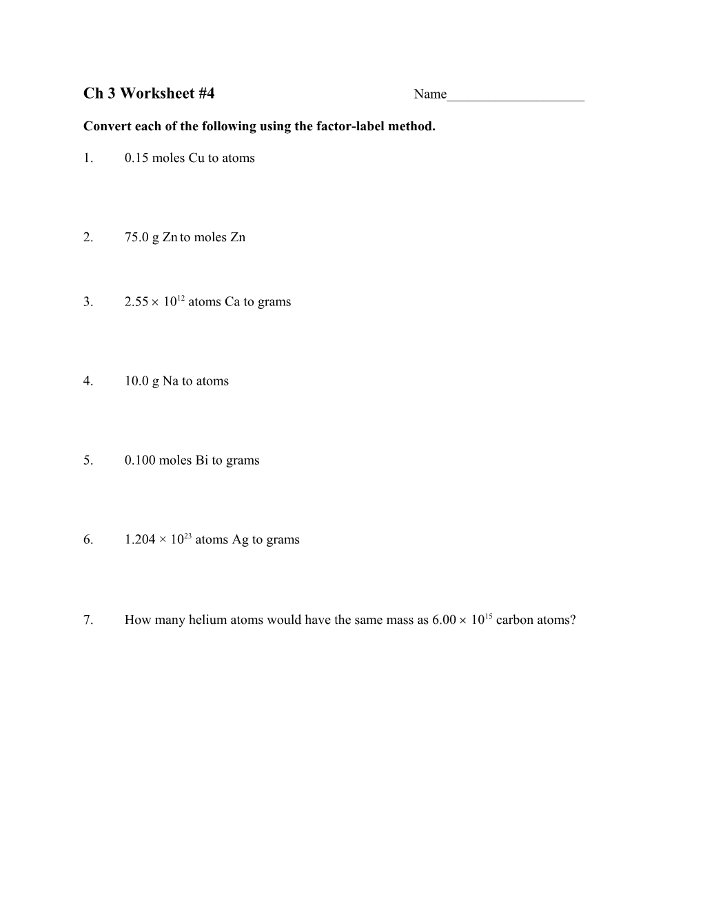 Convert Each of the Following Using the Factor-Label Method