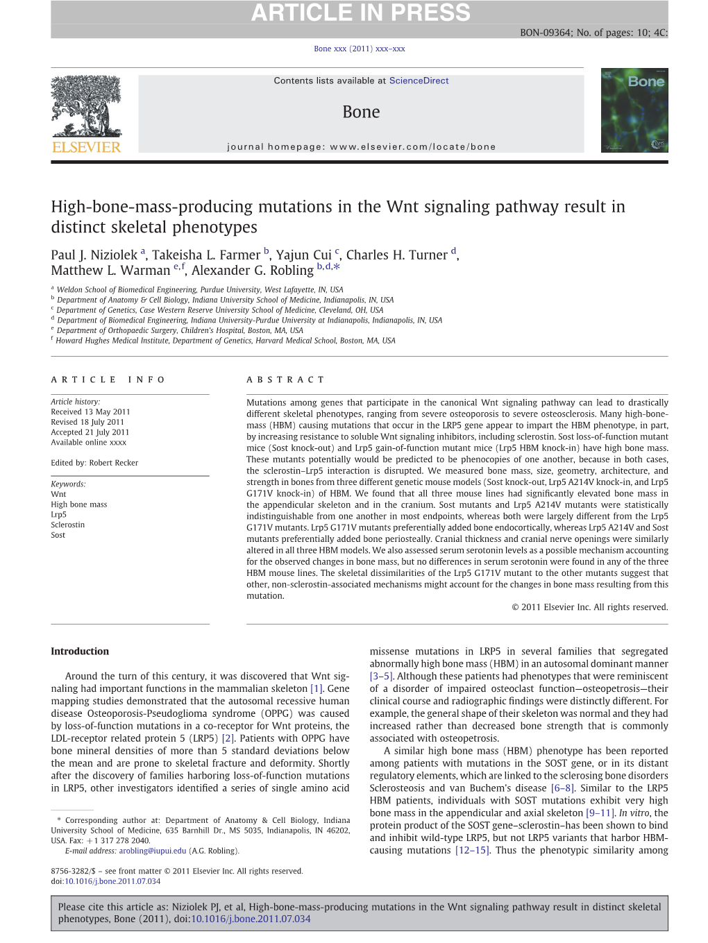 High-Bone-Mass-Producing Mutations in the Wnt Signaling Pathway Result in Distinct Skeletal Phenotypes