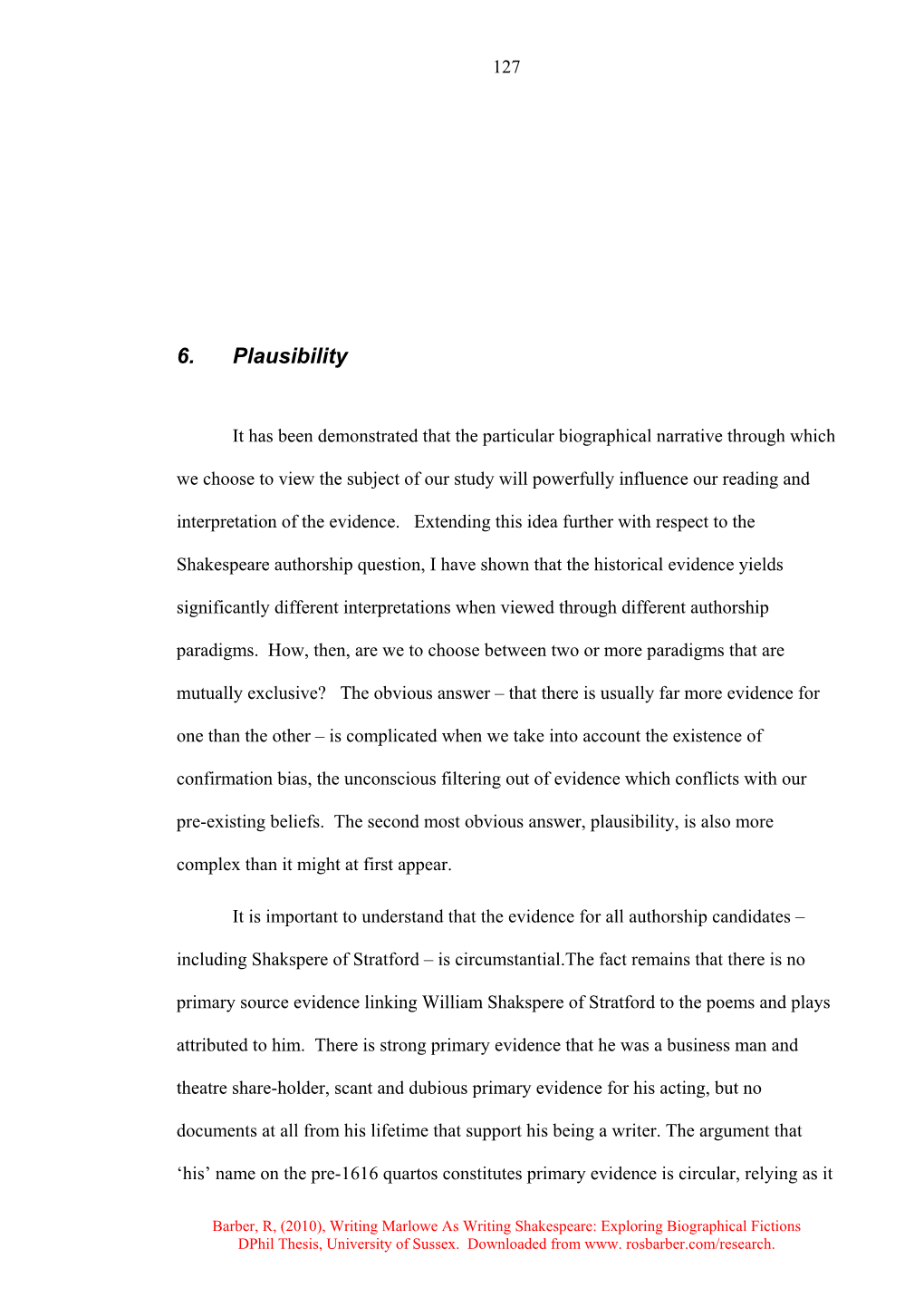 6. Plausibility