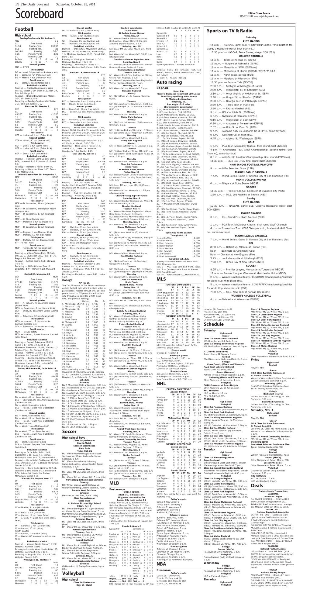 Scoreboard 815-937-3392 Ssoucie@Daily-Journal.Com