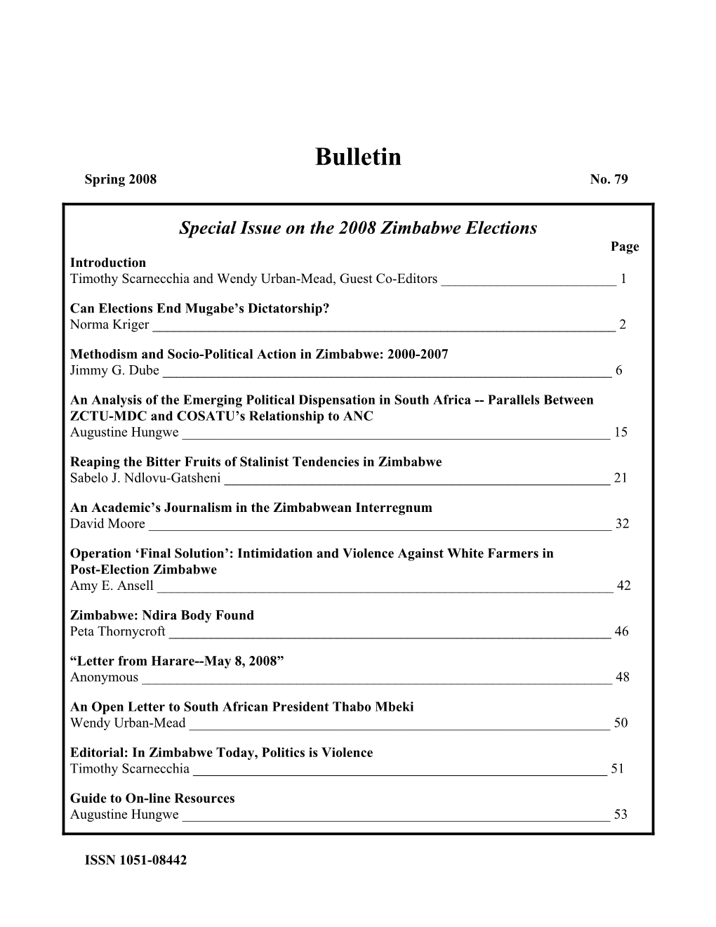 Bulletin Spring 2008 No