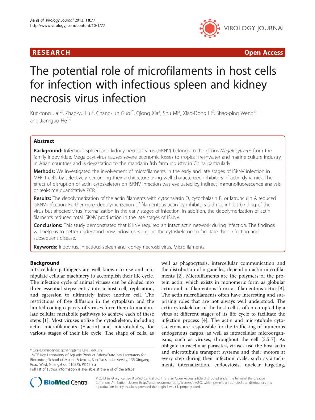 The Potential Role of Microfilaments in Host Cells for Infection With