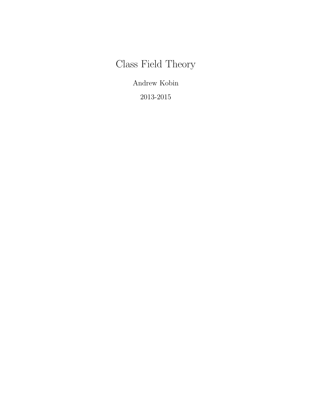 Class Field Theory