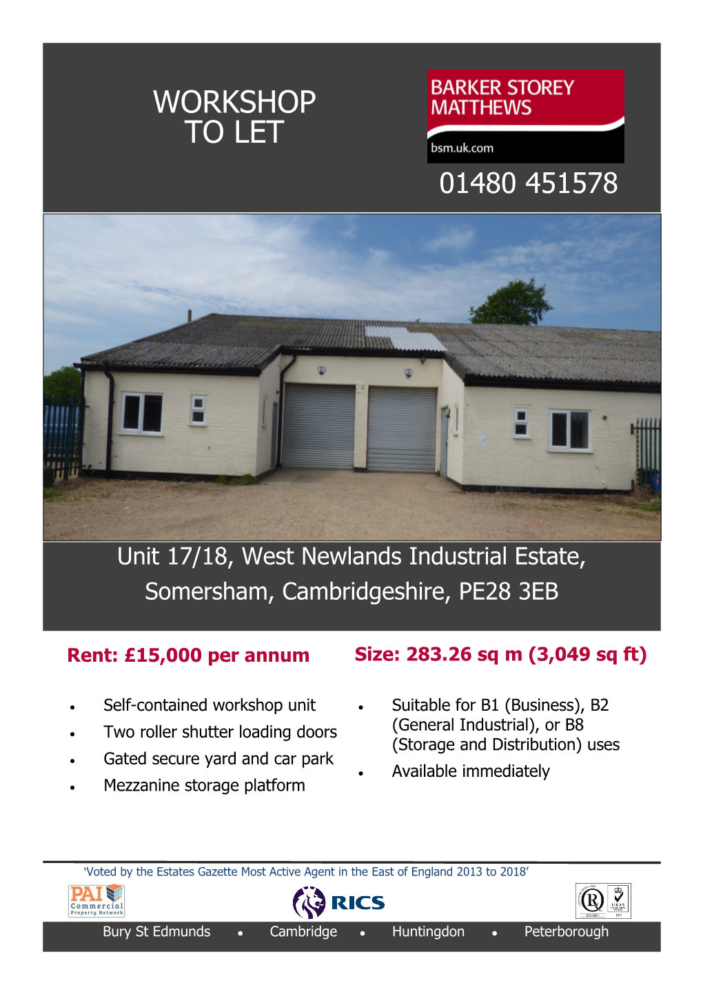 Rent: £15,000 Per Annum Size: 283.26 Sq M (3,049 Sq Ft)